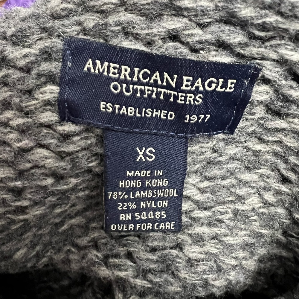 American Eagle Wool Blend Shawl Collar Button Cardigan Gray Neutral Sweater XS - Picture 6 of 8